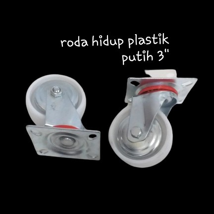 Roda Hidup Plastik pvc Putih 3 inch/Roda Trolley/Roda Etalase Hidup