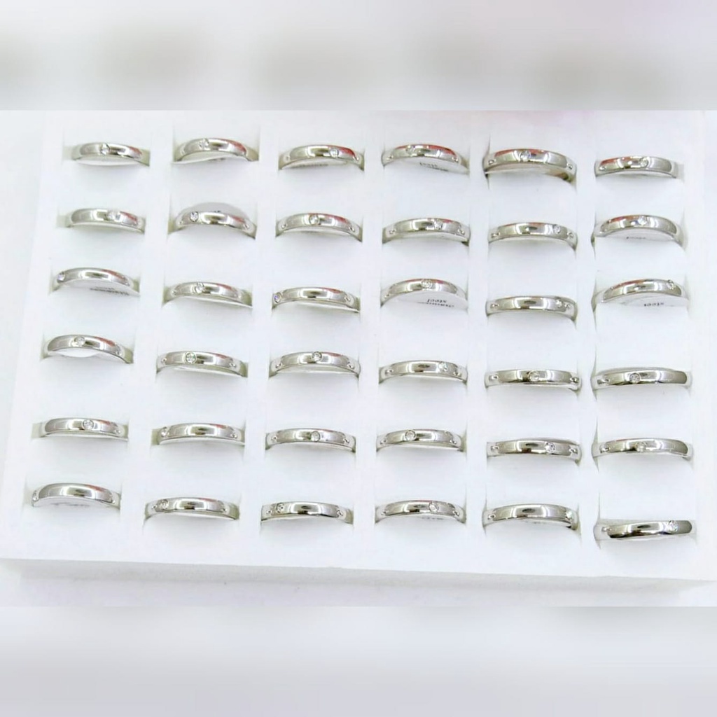 AV209 Grosir Cincin Titanium Dewasa Mata Satu Cincin Isi 36 Pcs