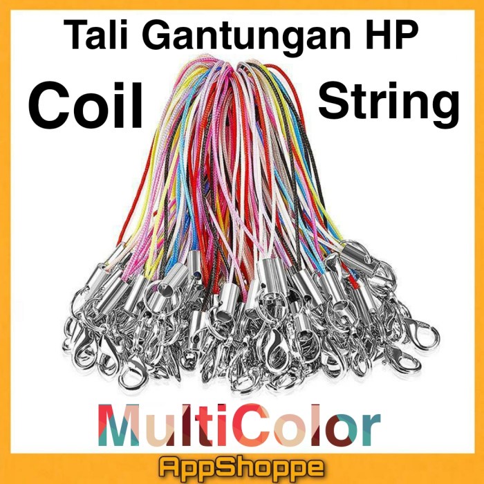 

Ready...Ready...Ready...] Handphone Strap COIL STRING Tali Gantungan HP Flashdisk MULTICOLOR