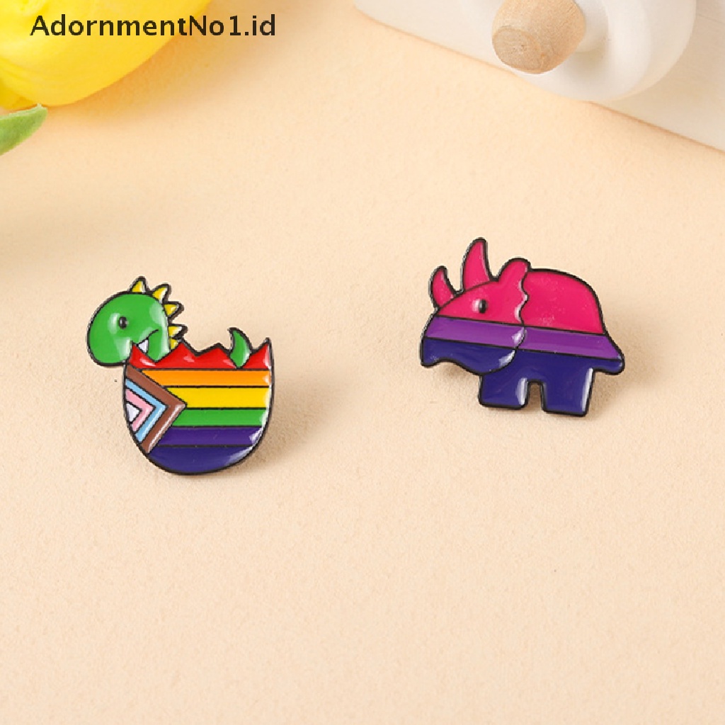 [AdornmentNo1] Hujan Dinosaurus Enamel Pin Custom Rhino Bros Kerah Lencana Kartun Hewan Bergaris Perhiasan Hadiah Untuk Teman Anak [ID]