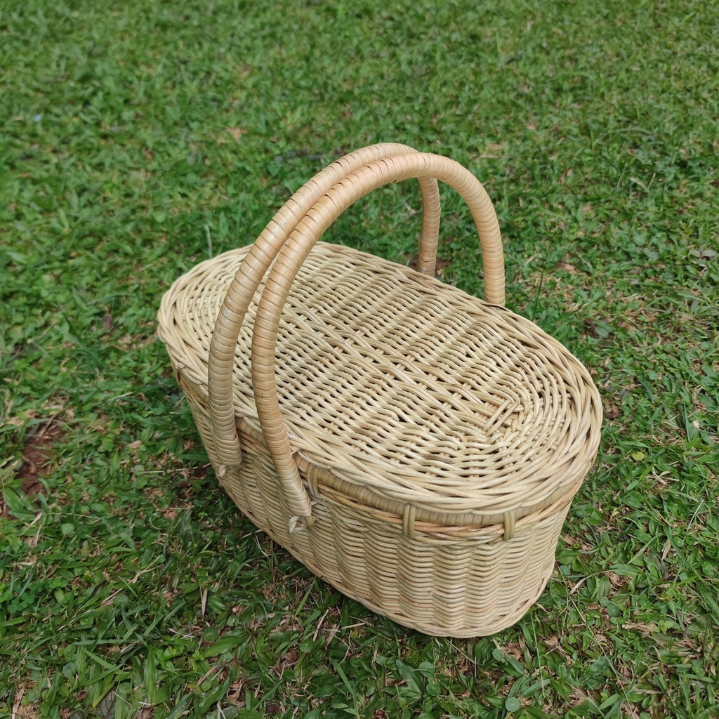 Kerajinan Tangan Rotan - Keranjang Piknik Parsel v3 - 35x20x17cm