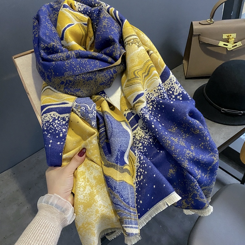 Syal &quot;Wave&quot; 65 x 190 Motif Anggun yang mewah Bahan High Grade Cashmere Immitation