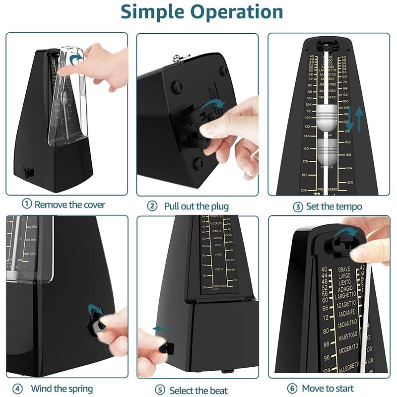Mechanical Metronome Tanpa Baterai Metronome Mekanik Metronome Musik Premium Quality Material Kuat