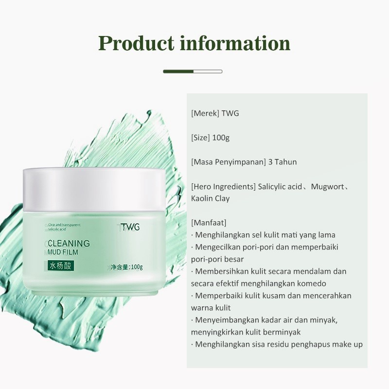 Hope Store - TWG Mugwort Cleaning Mud Film Mask Blackhead Removal Pembersihan Perawatan Wajah