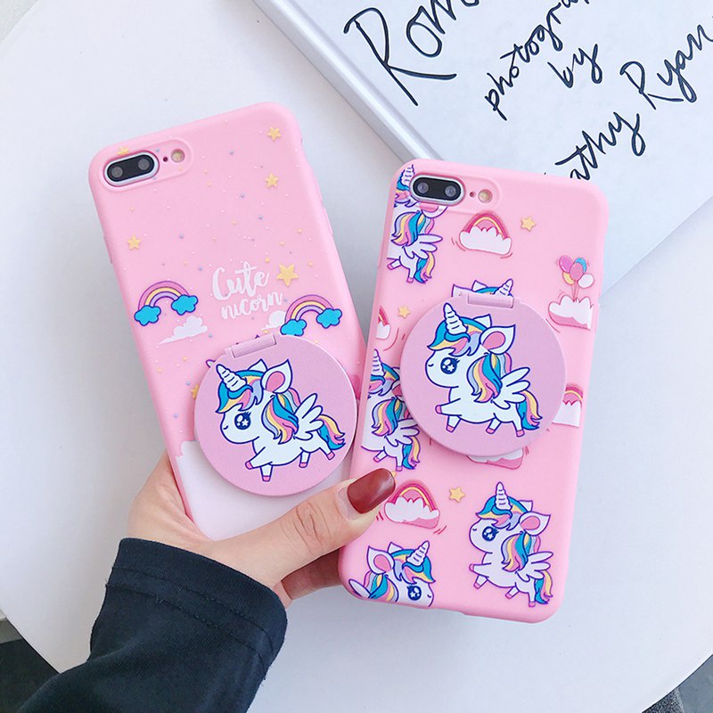 Case Cermin Rias Makeup OPPO A57 A77S A17 A96 A76 A36 A17K VIVO Y21S Y21A Y21E Y21T Y21G Y22S Y35 Y16 Y16 Y02S unicorn Pink Lucu