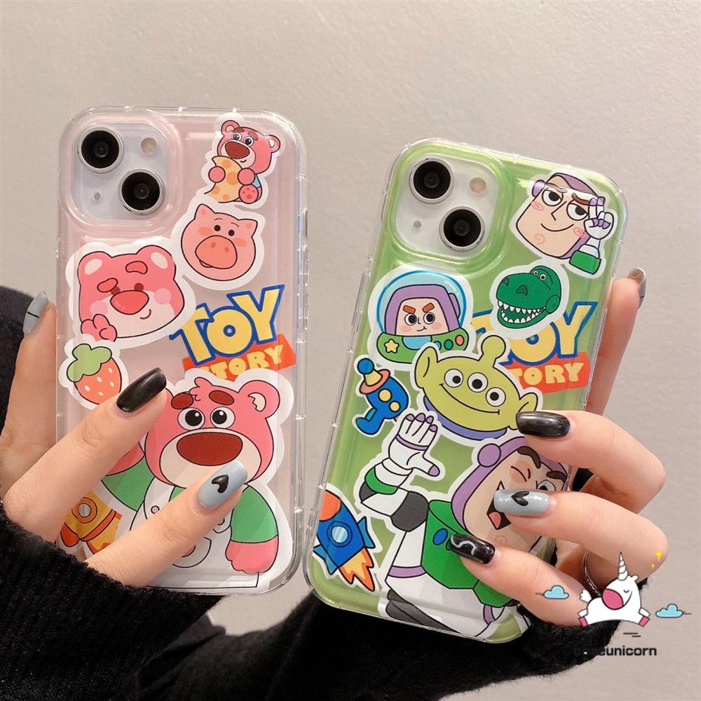 Untuk Redmi10 9 12C 10C 9C NFC 9A 10A 9T A1 POCO F4 Redmi Note 9 8 10 10s 11 11s Note10s Kartun Toy Story Cute Manyo Buzz Lightyear Alien Soft Airbag Anti-Jatuh Shockproof Case