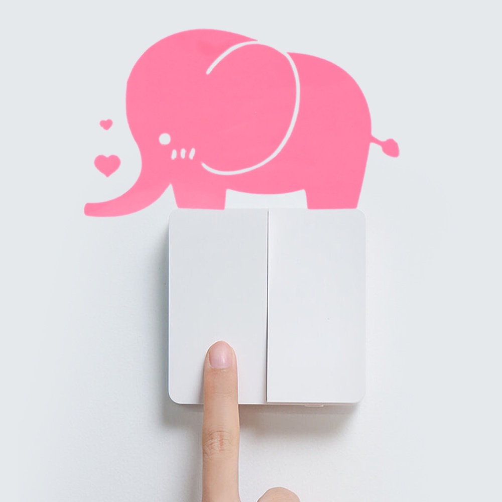 [Harga Grosir] Gajah Kecil Yang Lucu Tri-color Luminous Switch Sticker/Stiker Dinding Lampu Malam/Tempelan Kartun/Kamar Anak, Ruang Tamu, Dekorasi Kamar Tidur, Stiker