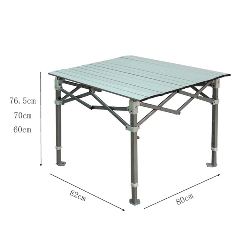 Portable Folding Camping Table P80 x L82 x T60/70/76 [Silver] [ Height adjustable]