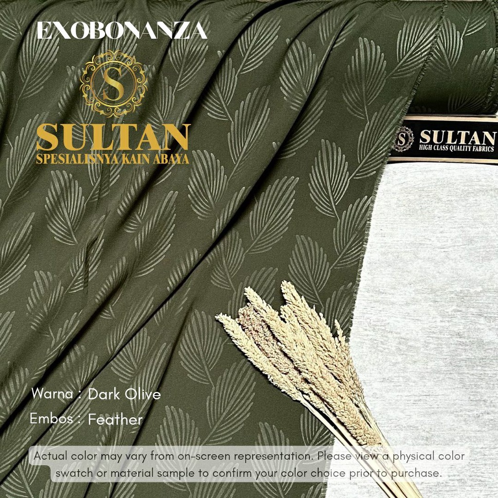 50CM EMBOS FEATHER EXO BONANZA DARK OLIVE KAIN ABAYA SULTAN