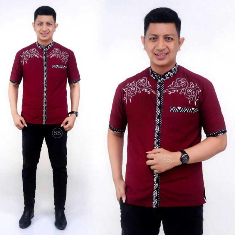 Baju Koko Pria Bordir Syubbanul Muslimin Koko Azzahir Koko Kurta Lengan Pendek
