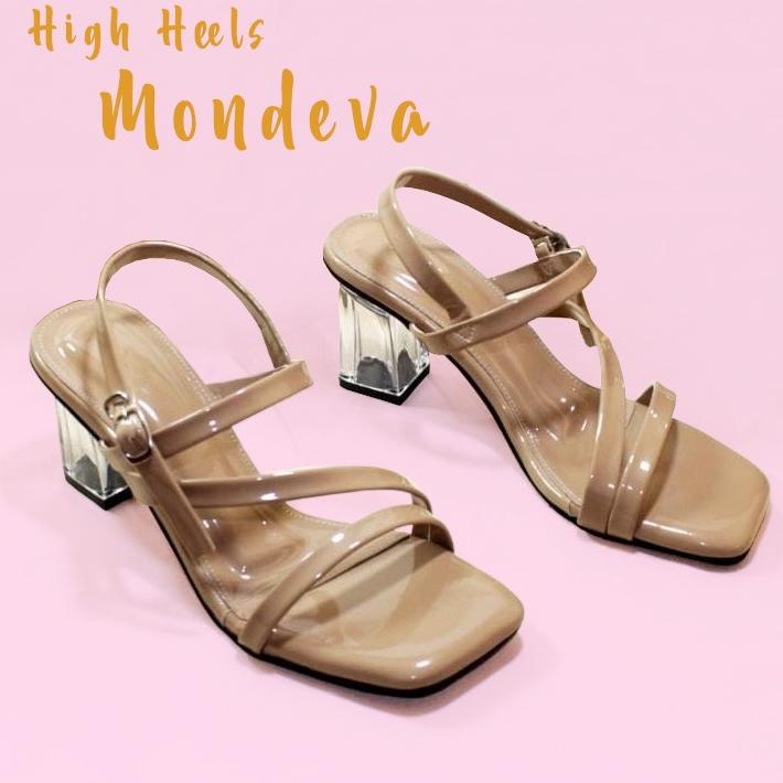 Siap Kirim Heels kaca wanita/hak tahu heels kaca MONDEVA terbaru