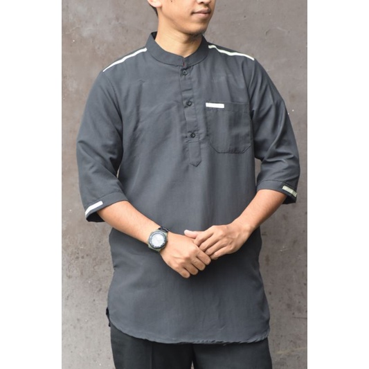 Baju Koko Kurta Katun Pria Dewasa Lengan 3/4