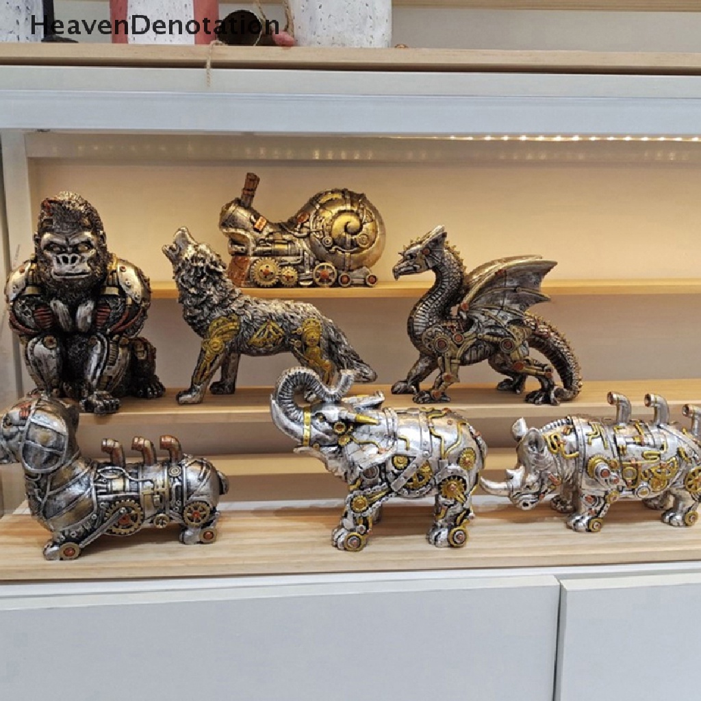 [HeavenDenotation] Mekanik Punk Dog Figure Resin Kerajinan Steampunk Bulldog Dog Resin Decor HDV