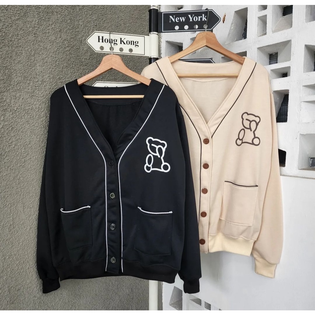 Sweater Cardy Wanita LONELY BEAR OUTHER Atasan Look Korean Style Terbaru Gaya Santai