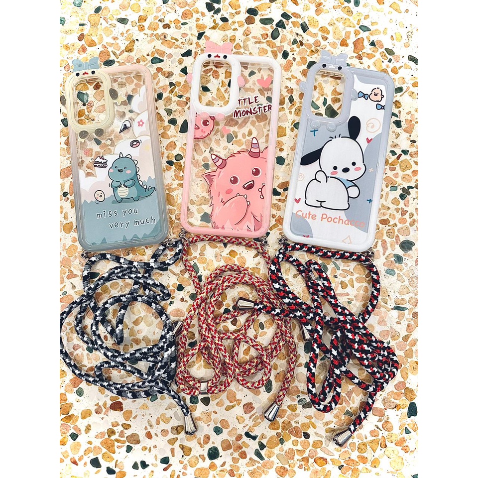 0013 VVV CASE SLING CASE SoftCase Kartun Motif Dinosaurus Monster Pocha Xiaomi Redmi 9c 9a 9T 10a NO