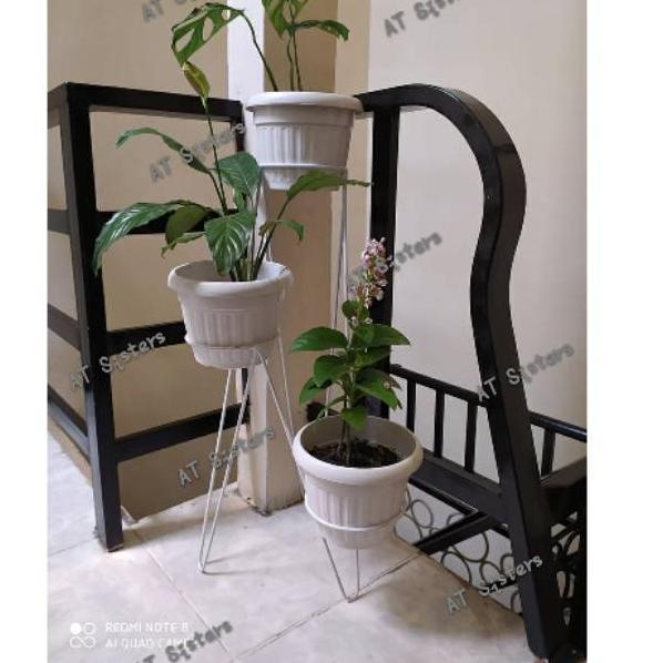 ◊ Standing pot bunga rak besi 3 in 1 ✲