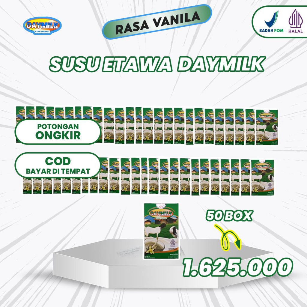 

Susu Daymilk Etawa Rasa Vanila 200 Gram 50 Box