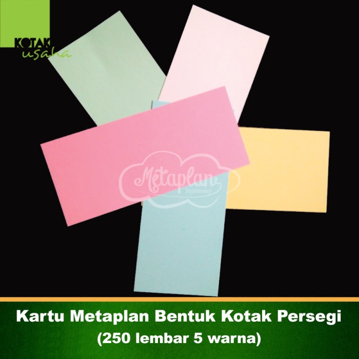 

Terlaris Kartu Metaplan Bentuk Kotak Persegi (250 Lembar 5 Warna)