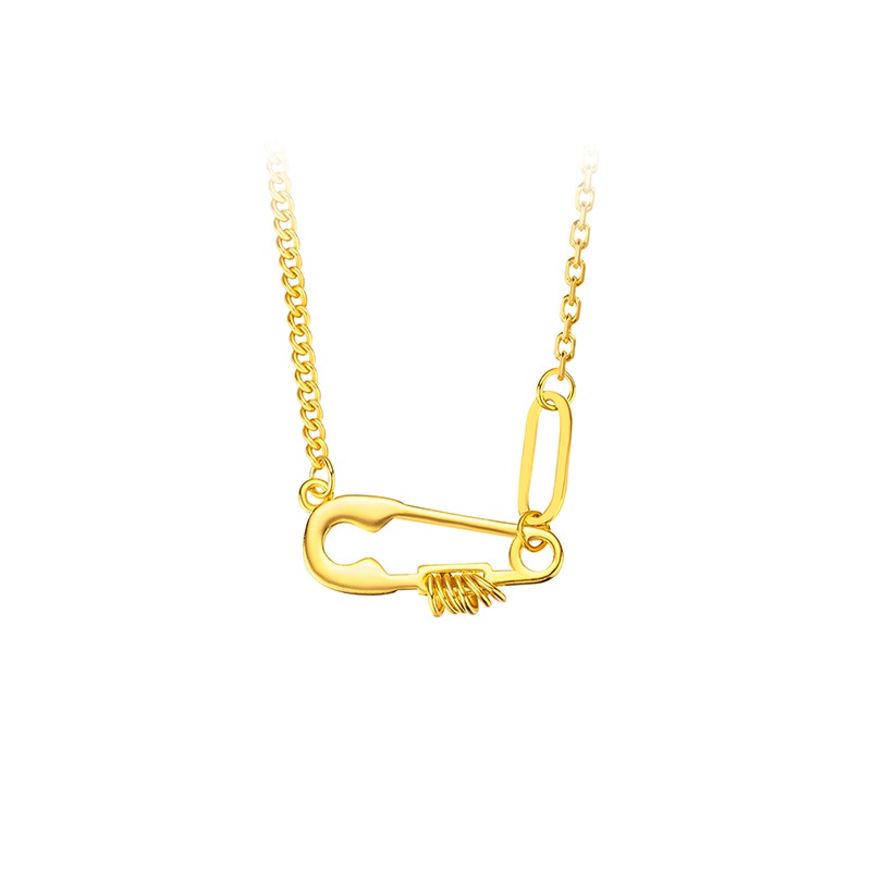 Goldkingdom Perhiasan Fashion Emas Asli Kadar 375Bangkok Aksesoris Ready Stock Niche Desain Segalanya Pin Tulang Selangka Rantai Kalung Wanita