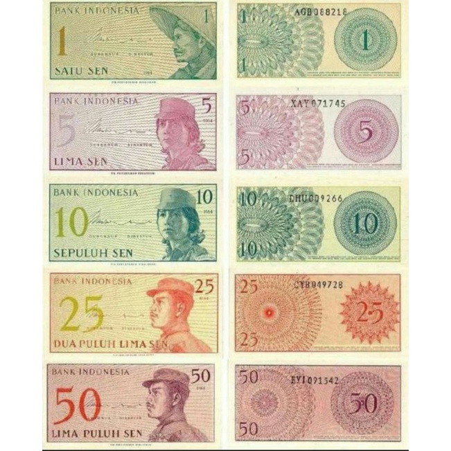 UANG KUNO INDONESIA SET SERI SUKARELAWAN/DWIKORA TAHUN 1964