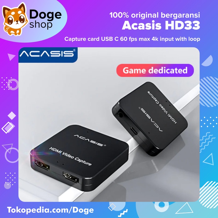 Best Seller Acasis Hd33 Hdmi Video Capture Card Type C Loop Usb Alt. Elgato Ezcap