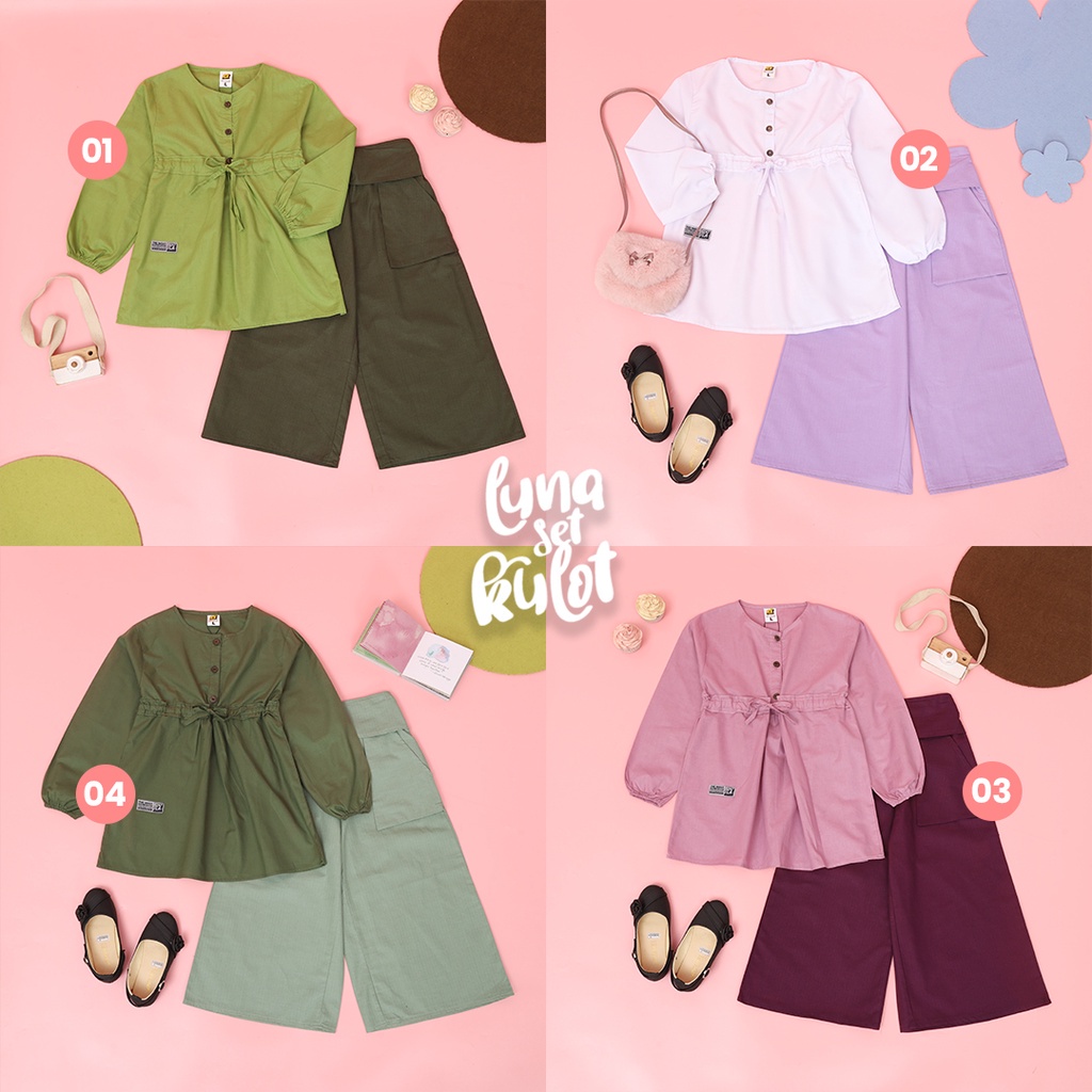 HOOFLA Baju Setelan Dress Muslim Anak Perempuan 3-12 Tahun - Luna Set dengan Kulot
