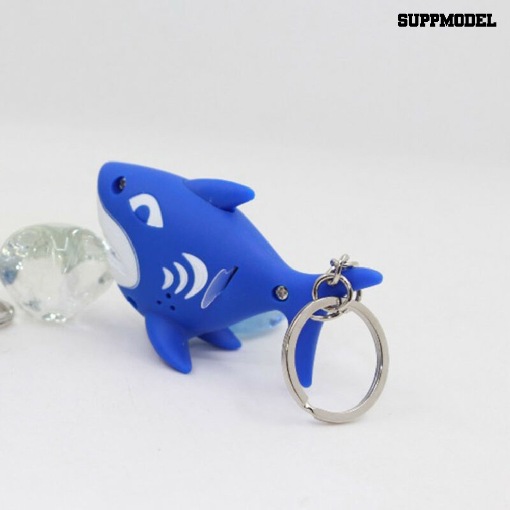 [SM] Hiu Animal Pendant Lampu LED Suara Mini Torch Gantungan Kunci Tempat Kunci Tas Ornamen