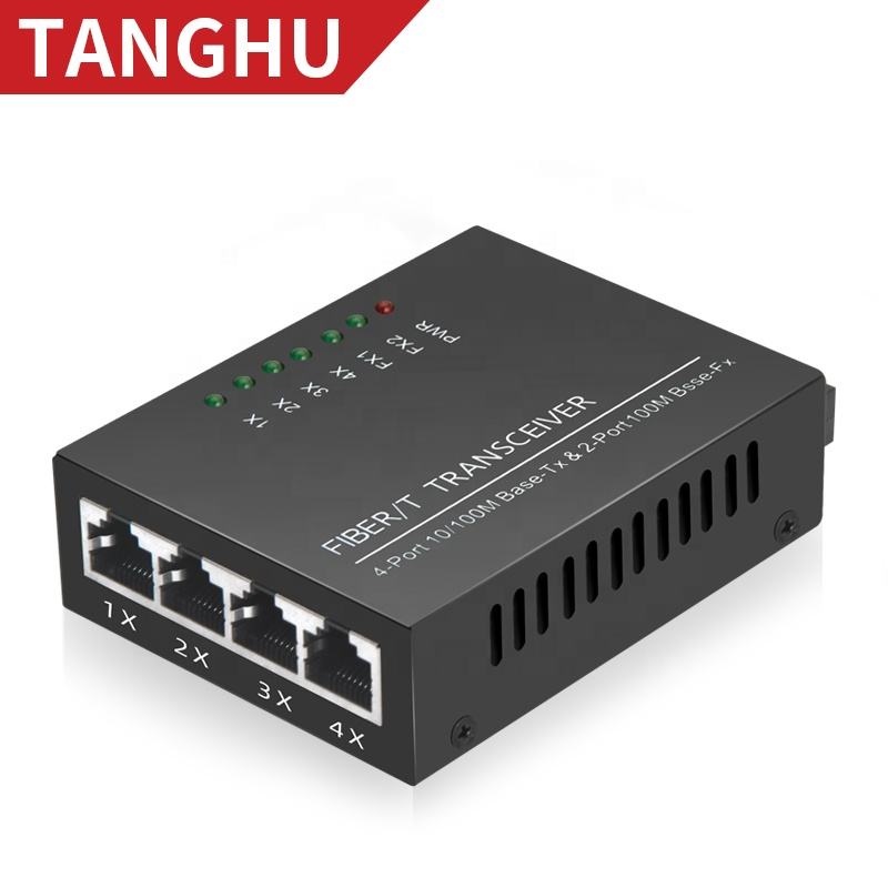 HTB POE Media Converter 2 FO 4 LAN 12 VOLT Support POE