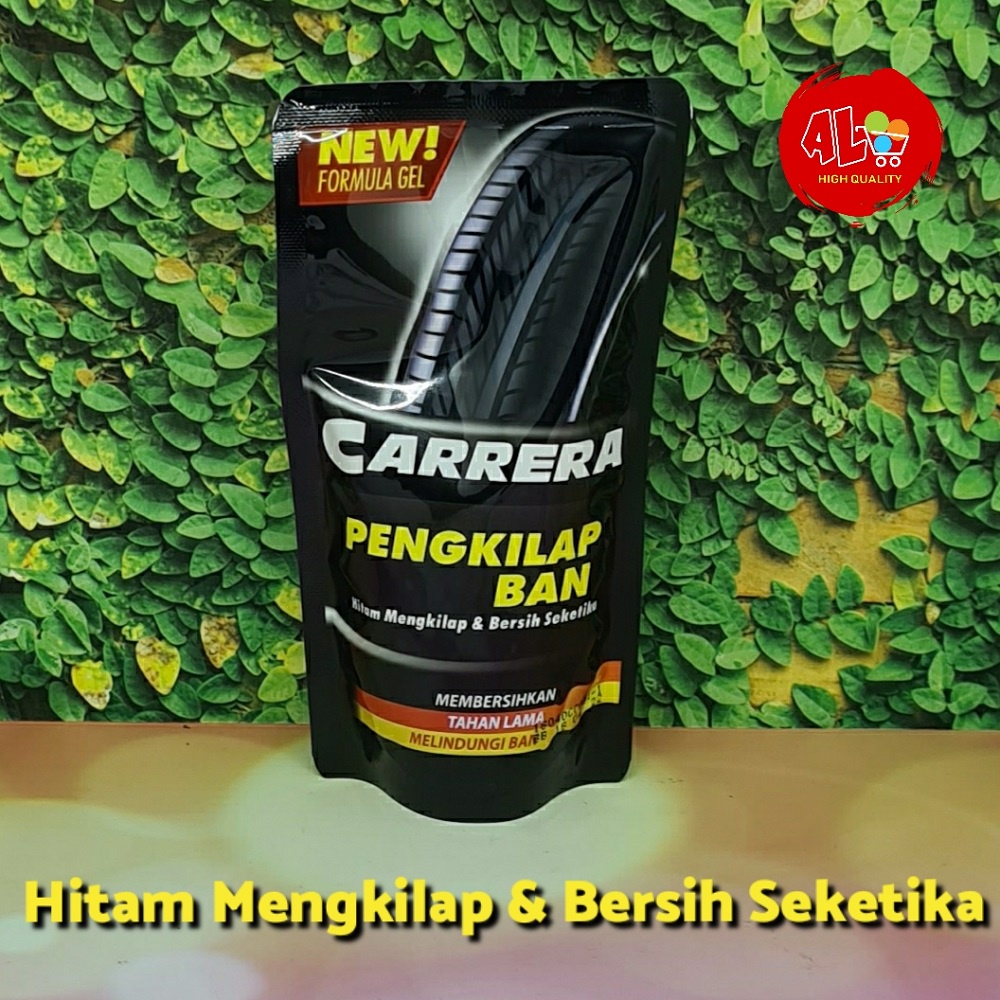 Carrera Pengkilap Ban GEL Motor Mobil jd Hitam Mengkilap Bersih 200ml SEMIR BAN TIRE POLISH Carrera Pengkilap Ban Motor Mobil Semir Poles Pouch 200 ml PENGHITAM BAN MOBIL DAN MOTOR ISI SEMIR BAN