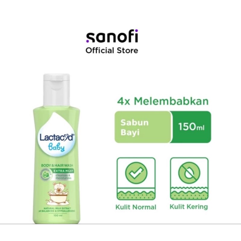 Lactacyd baby extra milky 150ml Sabun shampoo baby untuk kelembaban lactacyd baby 150ml hijau