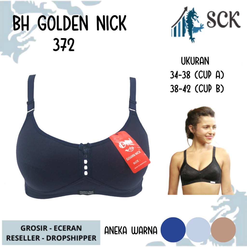 BH Wanita GOLDEN NICK 372 / Sport BH Busa Tipis Tanpa Kawat 34-38 kait 2  / Pakaian Dalam Cewek - sckmenwear GROSIR