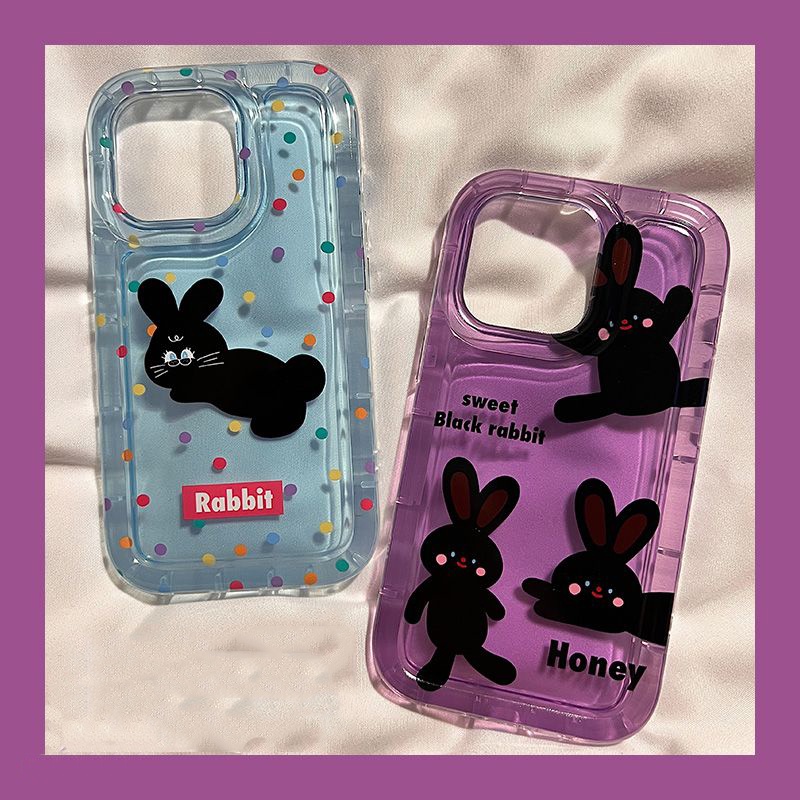 IPHONE Casing Ponsel Lembut Transparan Kompatibel Untuk Iphone14 13 11 12 Pro XS Max X Xr7 +8 Plus Kelinci Lucu Casing TPU Silikon Shockproof Cover