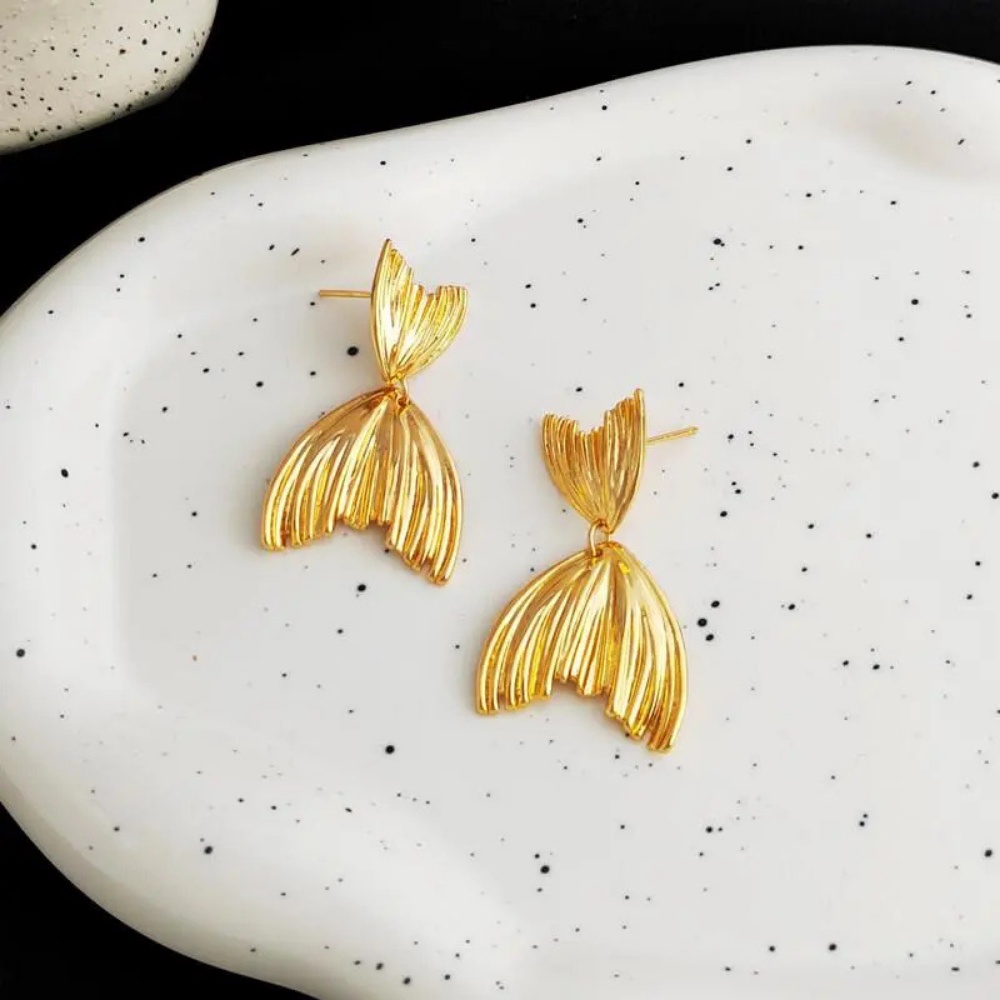 Deartiara Anting Bentuk Fishtail Serbaguna Yang Dipersonalisasi, Desain Kecil, Anting Canggih, Paduan Lipit, Anting Sederhana