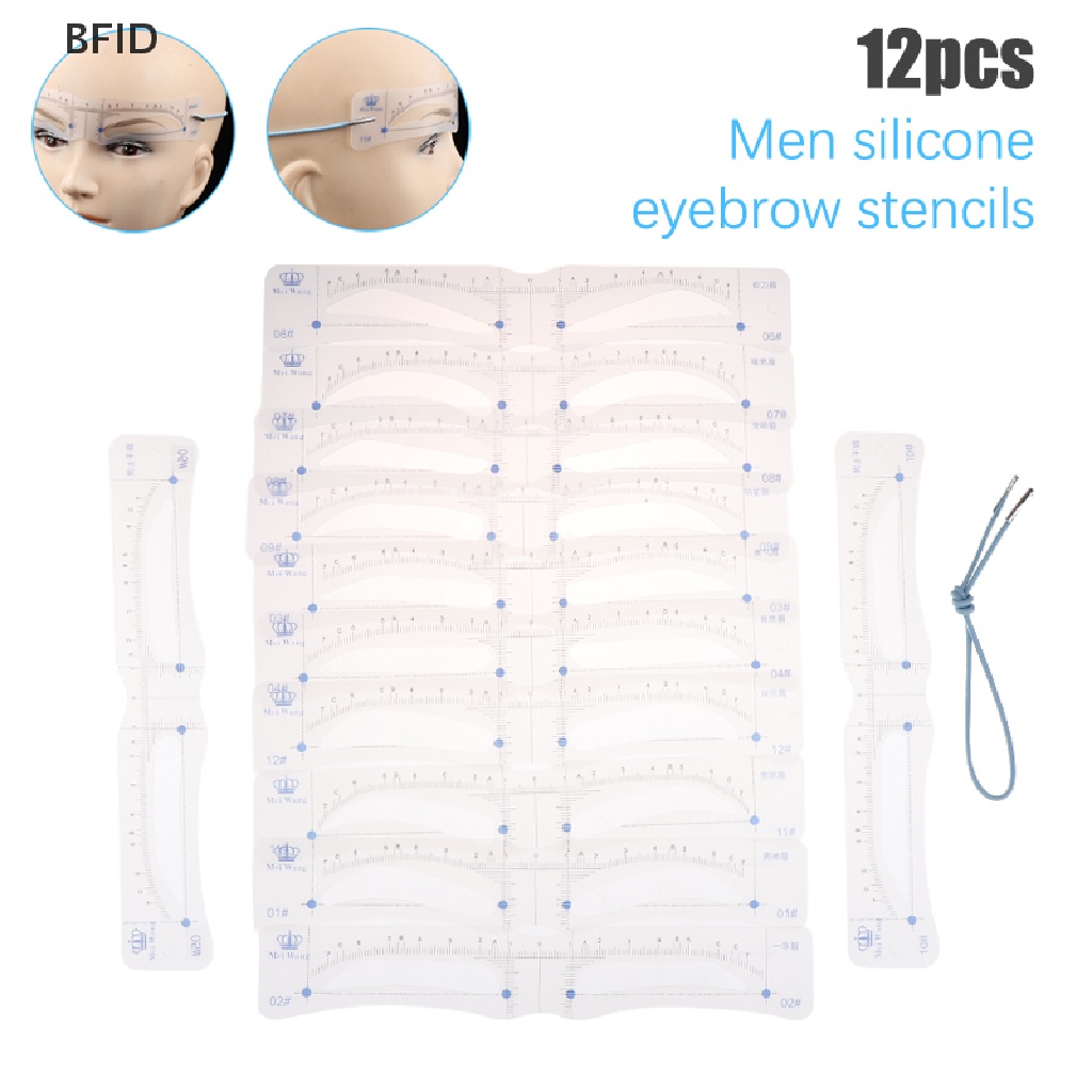 [BFID] 12pcs Silikon Stensil Alis DIY Makeup Template Panduan Gambar Alis [ID]