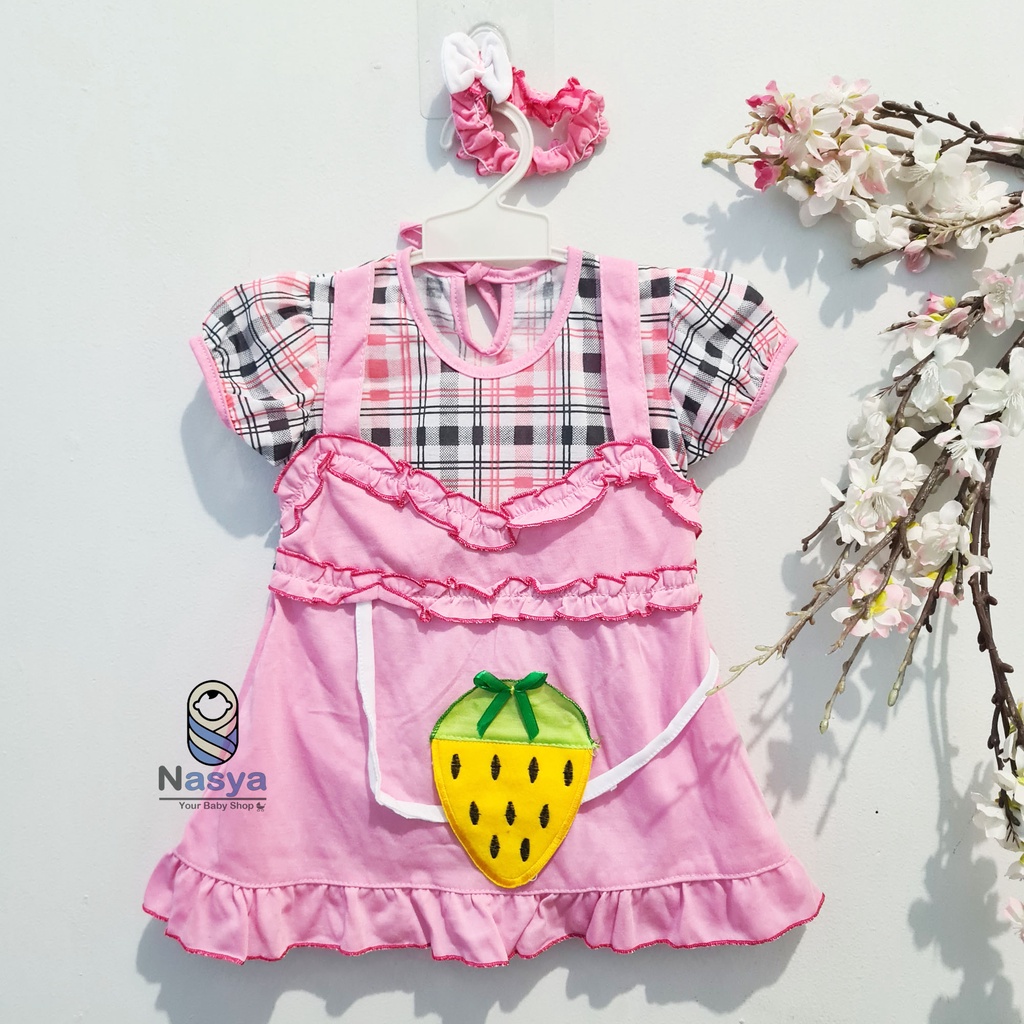 [MM-008] dress baju bayi 0 - 6 bulan motif hewan lucu + bandana murah