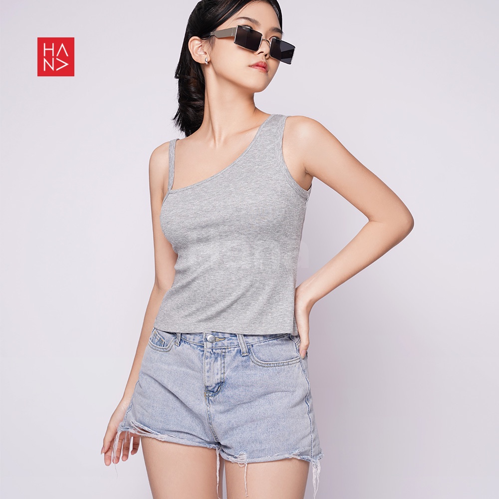 Hana Fashion - Salsa Asymetric Tank Top Rajut Knit Wanita [S - XL] - TT058