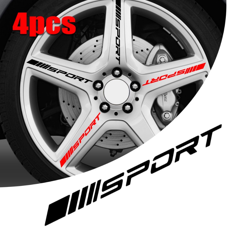 4pcs SPORT Roda Velg Stiker Garis Tahan Air Stiker Mobil Balap Logo Emblem Roda Hub Pintu Mobil Decals Aksesoris Mobil