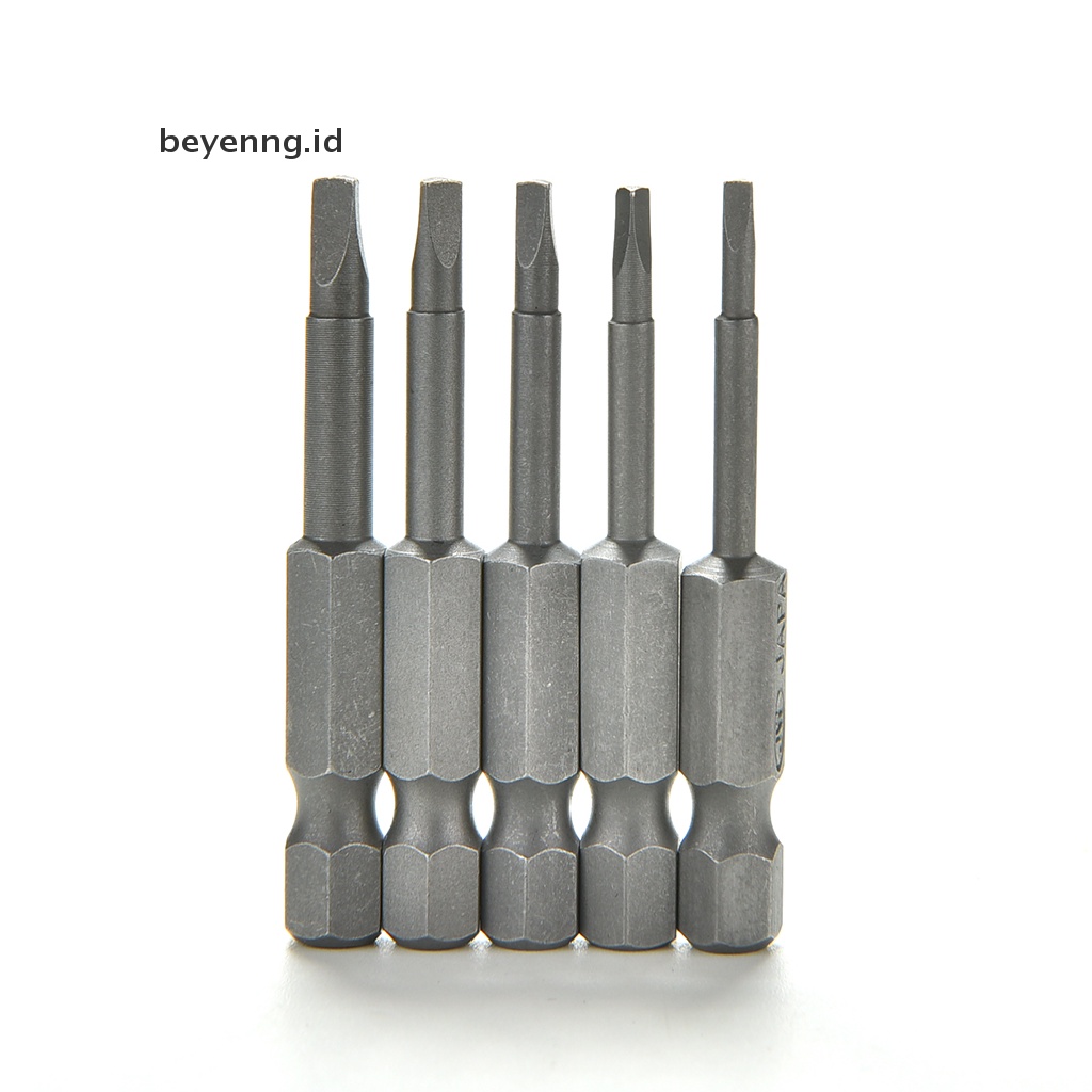 Beyen 5pcs/Set Mata Obeng Kepala Segitiga Magnetik S2 Baja1Per4 Hex Shank 50mm ID