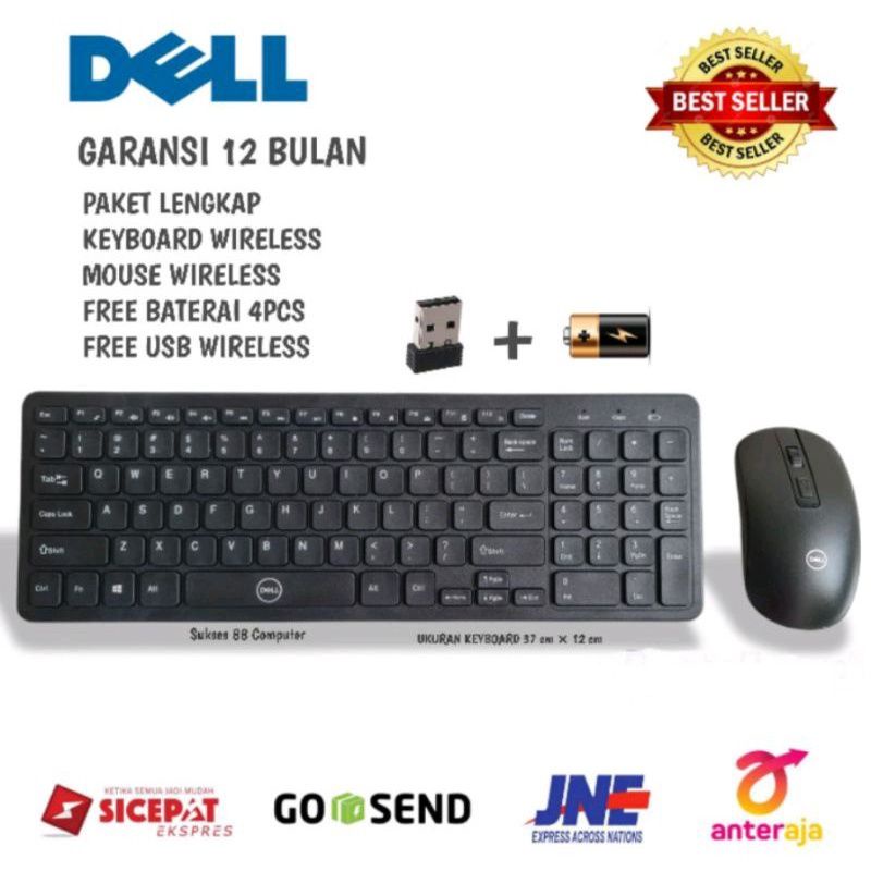 PAKET KEYBOARD WIRELESS + MOUSE WIRELESS COMBO SET DELL GKM520