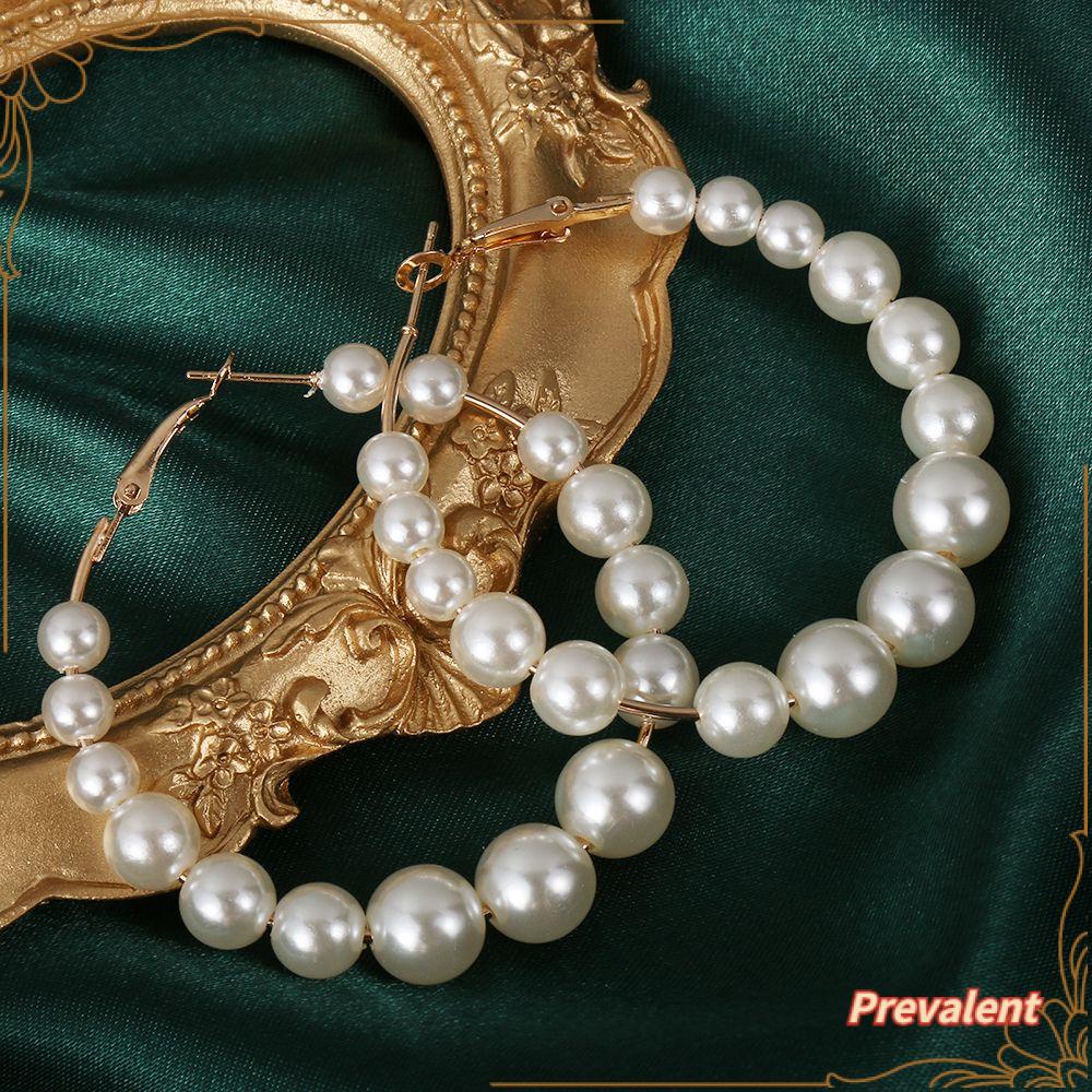 Preva Anting Hoop Mutiara Wanita Lingkaran Besar Fashion Bentuk Bulat