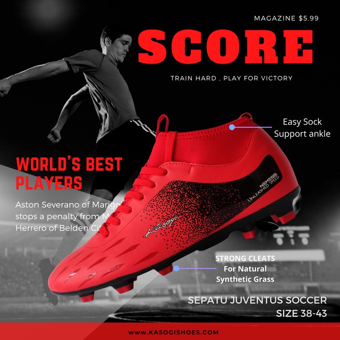 {MentariStore} Kasogi Sepatu Olahraga Sepak bola Soccer Lapangan Bola Pria Juventus - hitam silver 4