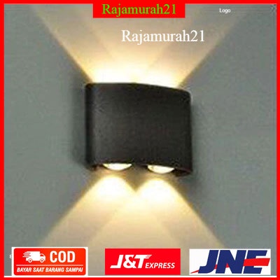 TaffLED Lampu Dinding Hias Outdoor Aluminium 4W 4 LED Warm White - B053 - Black - 7RLL14BK