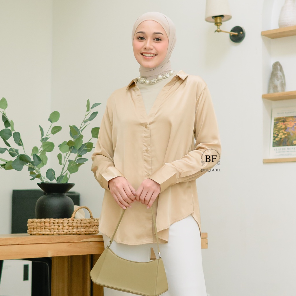 BF Label - Glam Top | Kemeja Premium Silk Kemeja Basic Murah | Kemeja Korean Style