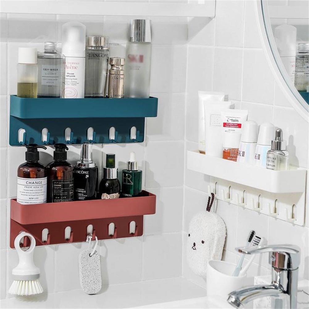 ღ Dinding Rak Gantung Perekat Diri Kamar Mandi Dapur Penyimpanan Keranjang Multifunctiona Gratis Punch Peralatan Penyimpanan Rumah Tangga Penyimpanan wadah