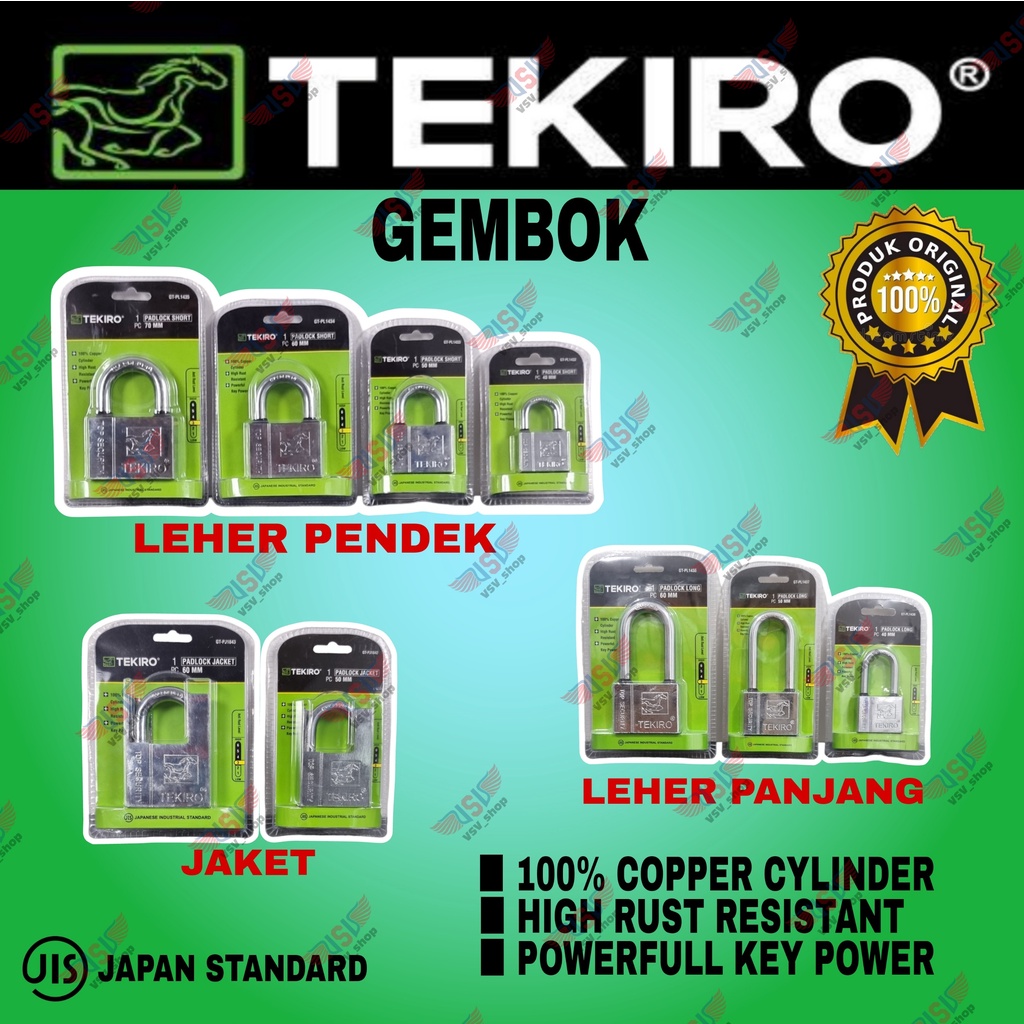 TEKIRO Gembok Leher Pendek 40mm Kunci Gembok Rumah Anti Maling Anti karat