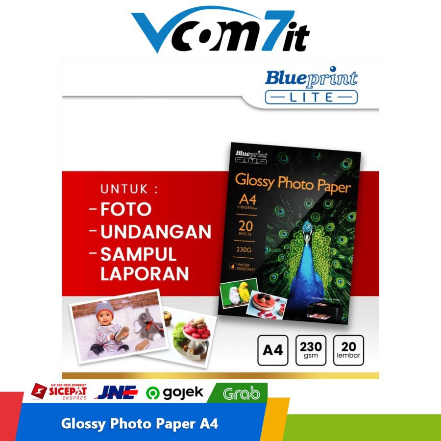 

Kertas Foto Glossy Photo Paper BLUEPRINT Lite A4 20 Lembar