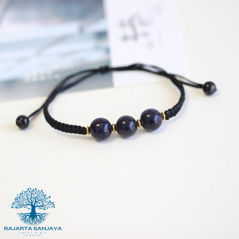 Gelang Ethnic Style Braided Blue Sandstone Bracelet