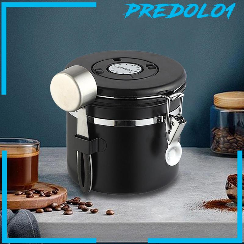 [Predolo1] Wadah Biji Kopi Vacuum Storage Dengan Sendok Bahan Baja Untuk Teh