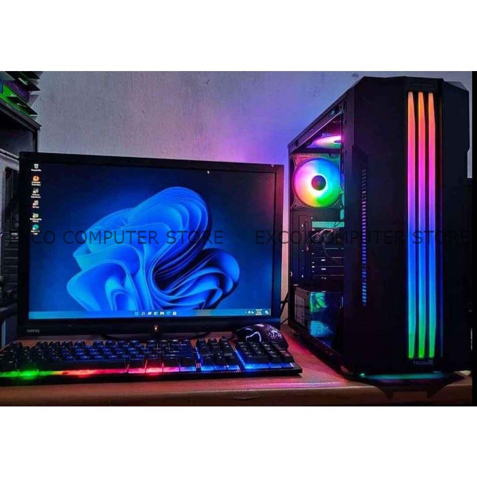 PC GAMING FULL SET RGB + MONITOR SIAP PAKAI (VALORANT PUBG FORTNITE)