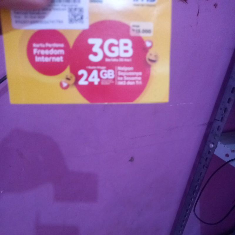 Perdana indosat 3gb jateng & jabar kecuali sukabumi